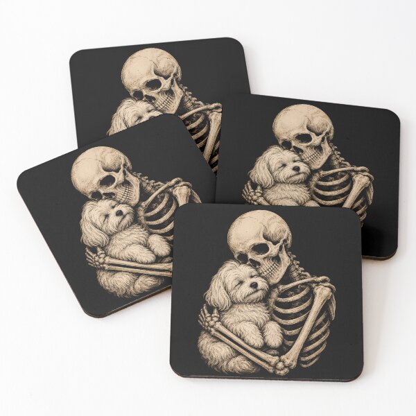 Item preview, Skeleton cuddling a fluffy dog illustration halloween designed and sold by rafaeltto.