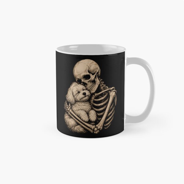Item preview, Skeleton cuddling a fluffy dog illustration halloween designed and sold by rafaeltto.
