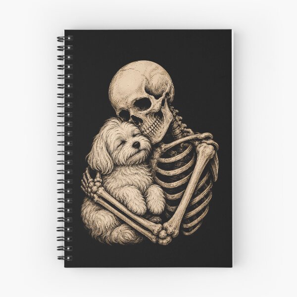 Item preview, Skeleton cuddling a fluffy dog illustration halloween designed and sold by rafaeltto.