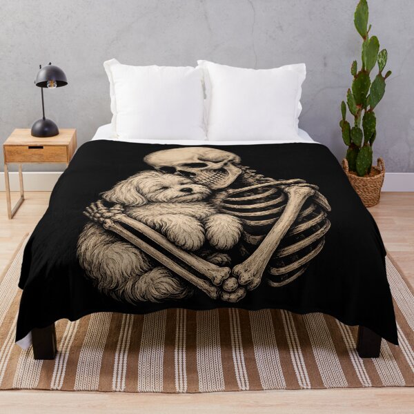 Item preview, Skeleton cuddling a fluffy dog illustration halloween designed and sold by rafaeltto.