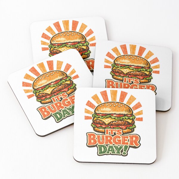 Item preview, It’s Burger Day Retro Cheeseburger Design designed and sold by Doodle Souq.