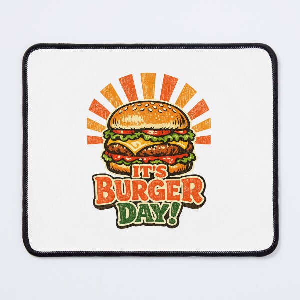 Item preview, It’s Burger Day Retro Cheeseburger Design designed and sold by Doodle Souq.