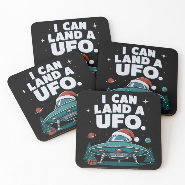 Item preview, I Can Land A UFO Funny Christmas Alien Retro Flying Saucer Vintage Humor designed and sold by JerdbordinShop.