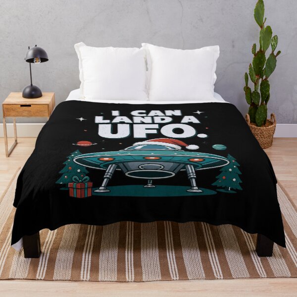 Item preview, I Can Land A UFO Funny Christmas Alien Retro Flying Saucer Vintage Humor designed and sold by JerdbordinShop.