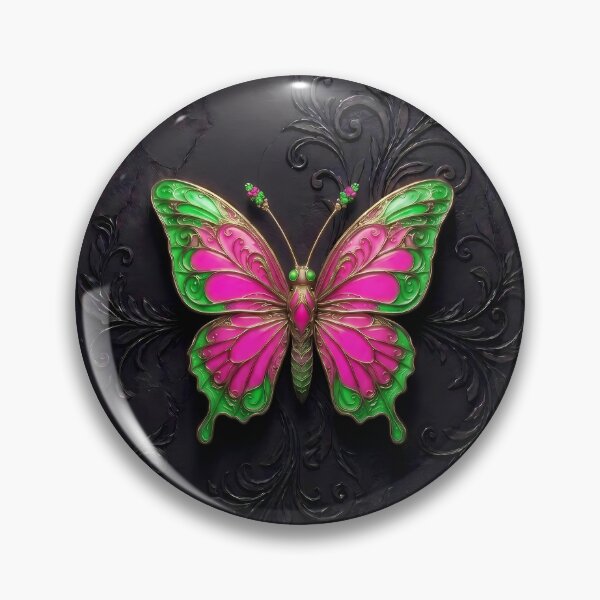 Item preview, Pink and Emerald Green Gothic Butterfly 3D Jewel Design designed and sold by LuisWorks.