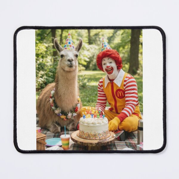 Item preview, Ronald mcdonald llama picnic llamas animal pet nature meme memes funny parody christmas birthday designed and sold by CheeseBlueprint.