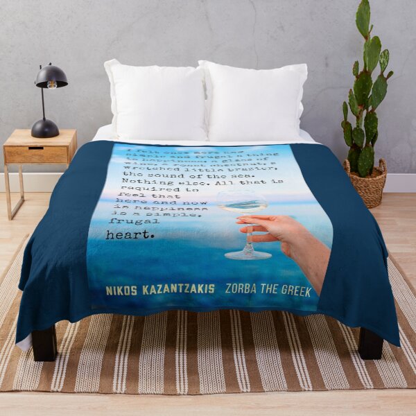 Item preview, Nikos Kazantzakis quote: I felt once more how simple and frugal a thing is happiness : a glass of wine, a roast chestnut, a wretched little brazier, the sound of the sea. designed and sold by artbleed.