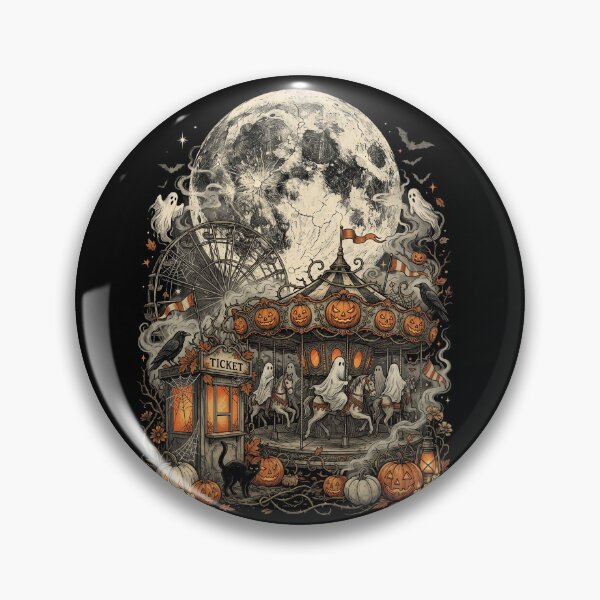 Item preview, Ghost Carousel Creepy Carnival Moon designed and sold by Roy & Tiffany.