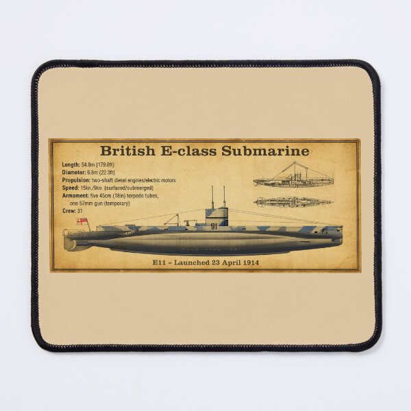 Item preview, HMS E11 British E-Class Submarine World War I Info Diagrams designed and sold by MilitaryMart.