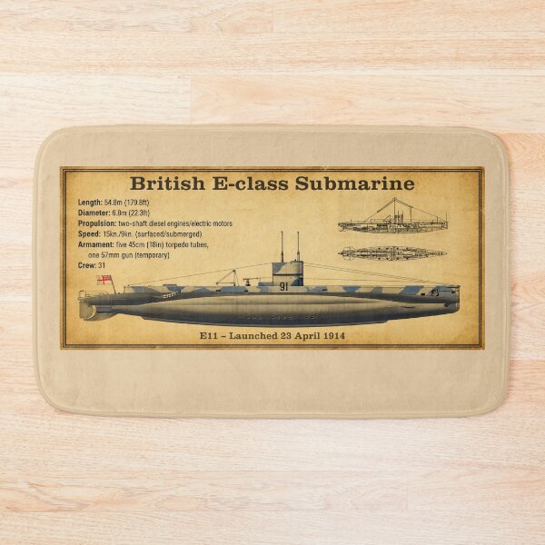Item preview, HMS E11 British E-Class Submarine World War I Info Diagrams designed and sold by MilitaryMart.