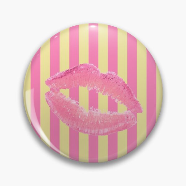 Item preview, yellow and pink striped afafbloom phone case with a kiss in the middle designed and sold by Afafbloom.