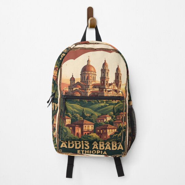 Item preview, Addis Ababa Ethiopia Vintage Travel Poster – Holy Trinity Cathedral & Highland Art designed and sold by Bomax121.