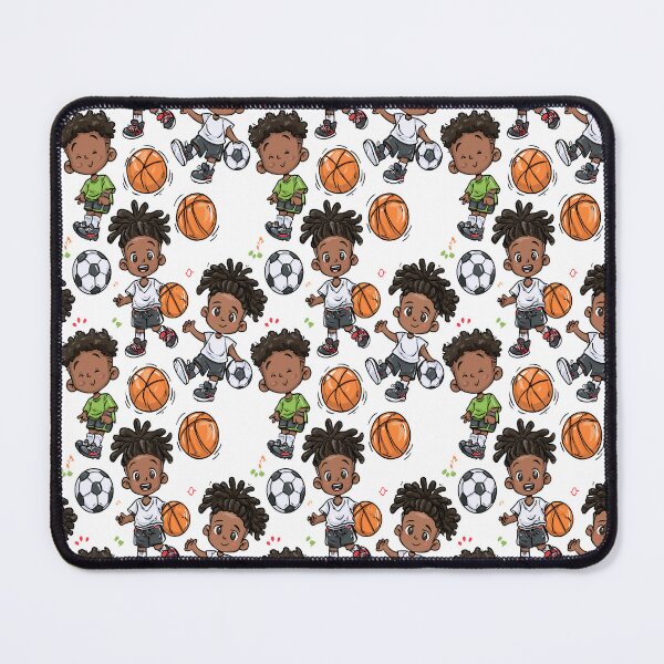 Item preview, Athletic Boys Basketball, Soccer And Locs Print Pattern designed and sold by RichardRags.