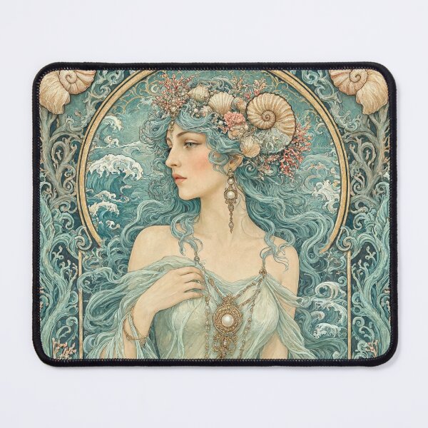 Item preview, Nautical Marine Portrait: Art Nouveau Ocean & Shells Poster designed and sold by jo-e-basta.