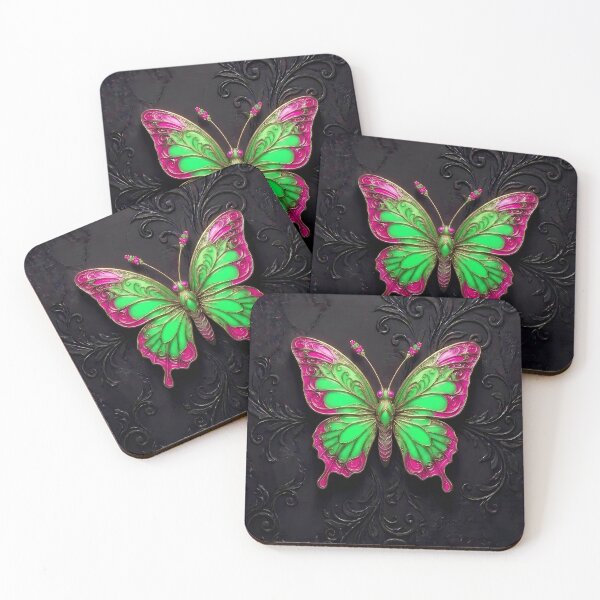Item preview, Emerald Green and Pink Gothic Butterfly 3D Jewel Design designed and sold by LuisWorks.