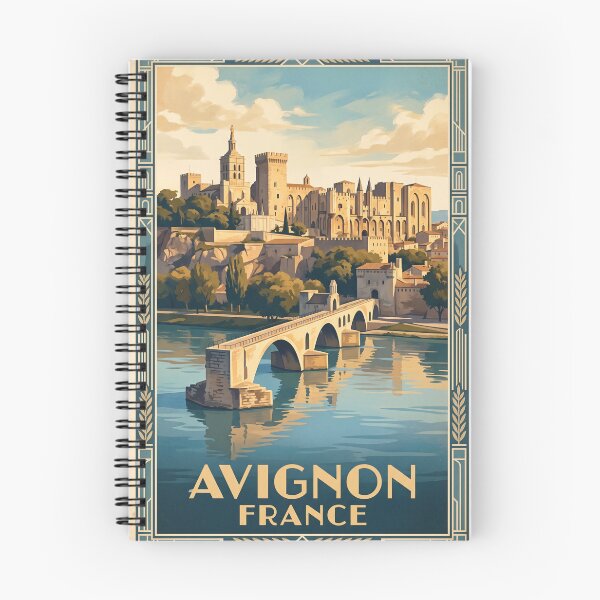 Item preview, Avignon France Vintage Travel Poster – Palais des Papes & Pont d’Avignon Art designed and sold by Bomax121.