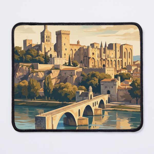 Item preview, Avignon France Vintage Travel Poster – Palais des Papes & Pont d’Avignon Art designed and sold by Bomax121.