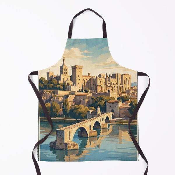 Item preview, Avignon France Vintage Travel Poster – Palais des Papes & Pont d’Avignon Art designed and sold by Bomax121.