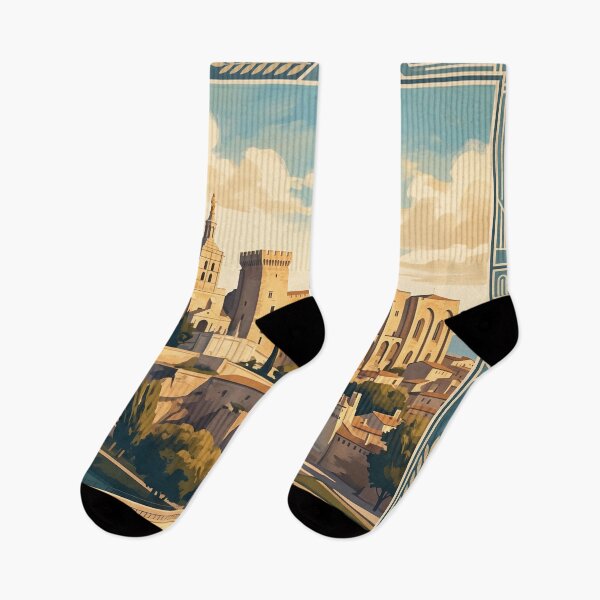 Item preview, Avignon France Vintage Travel Poster – Palais des Papes & Pont d’Avignon Art designed and sold by Bomax121.
