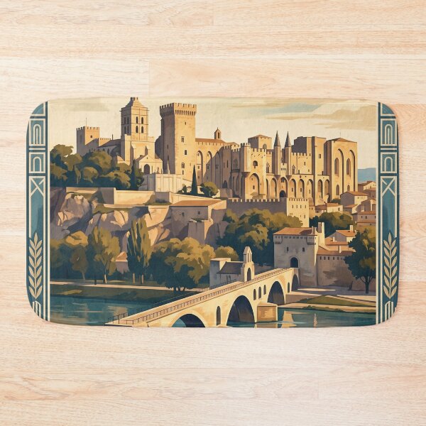 Item preview, Avignon France Vintage Travel Poster – Palais des Papes & Pont d’Avignon Art designed and sold by Bomax121.