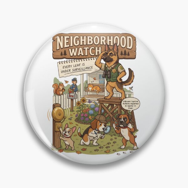 Item preview, Neighborhood Watch | Funny Dog Lover Design | German Shepherd Security Illustration | Pet Lifestyle Graphic designed and sold by SAJ Design Studio.