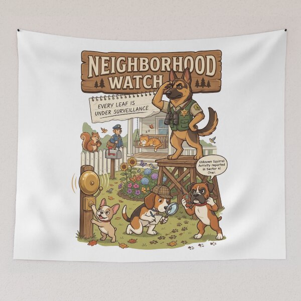 Item preview, Neighborhood Watch | Funny Dog Lover Design | German Shepherd Security Illustration | Pet Lifestyle Graphic designed and sold by SAJ Design Studio.
