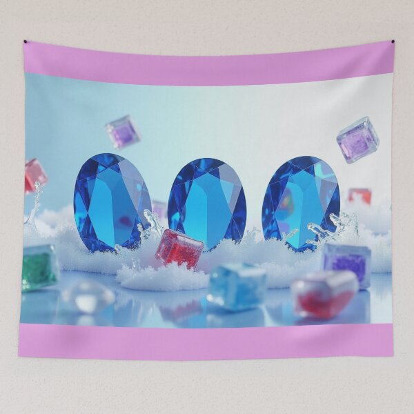 Item preview, Blue Sapphire Gemstones with Colorful Glass Cubes in Crystal Splash. designed and sold by fbtrisha.