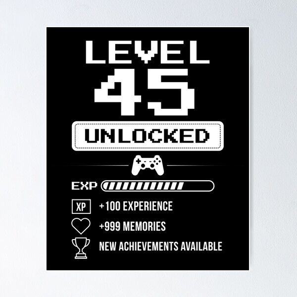 Item preview, Level 45 Unlocked birthday gift designed and sold by NumbersFort.
