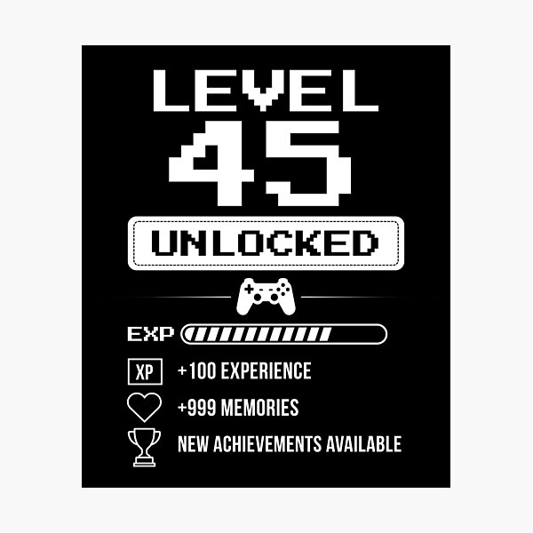 Item preview, Level 45 Unlocked birthday gift designed and sold by NumbersFort.