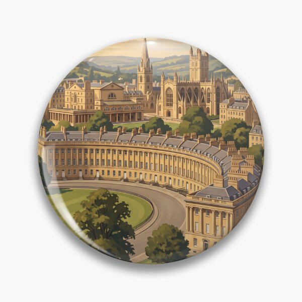 Item preview, Bath England Vintage Travel Poster – Royal Crescent & Bath Abbey Art designed and sold by Bomax121.
