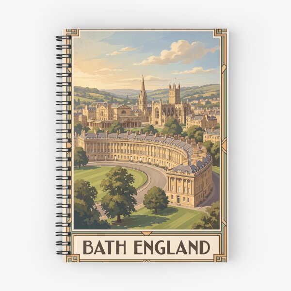 Item preview, Bath England Vintage Travel Poster – Royal Crescent & Bath Abbey Art designed and sold by Bomax121.