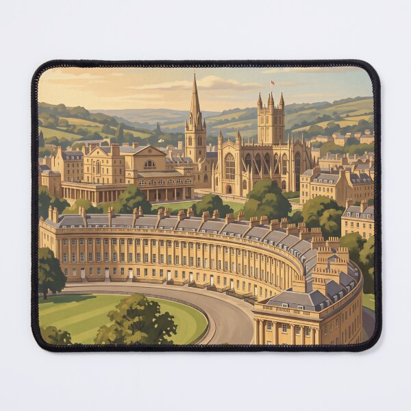 Item preview, Bath England Vintage Travel Poster – Royal Crescent & Bath Abbey Art designed and sold by Bomax121.