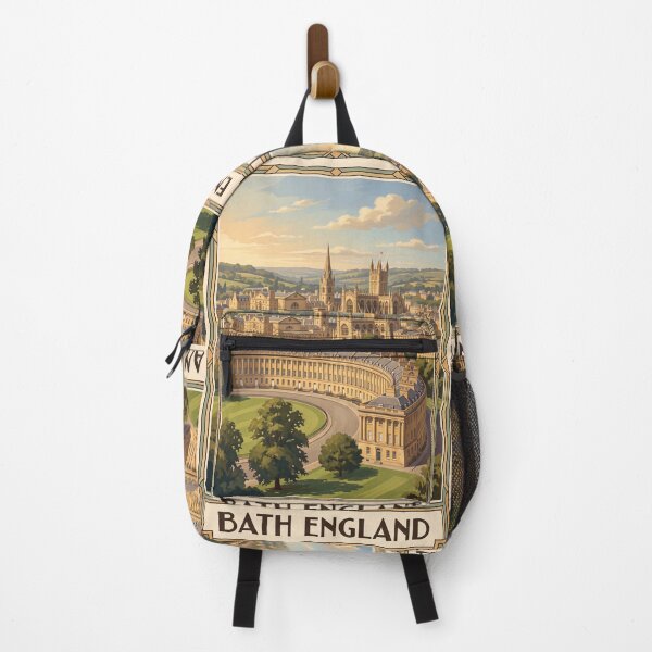 Item preview, Bath England Vintage Travel Poster – Royal Crescent & Bath Abbey Art designed and sold by Bomax121.