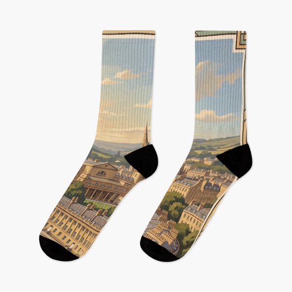 Item preview, Bath England Vintage Travel Poster – Royal Crescent & Bath Abbey Art designed and sold by Bomax121.