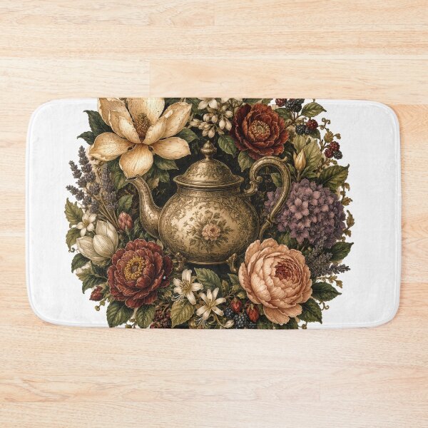 Item preview, Sticker - Decal - T-shirt: Vintage Floral Teapot Elegance designed and sold by ForeverPrintsOK.
