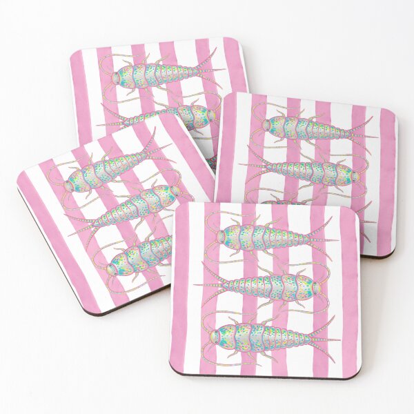 Item preview, Colorful Silverfish Bugs on Pink Stripes designed and sold by GaflariDesign.