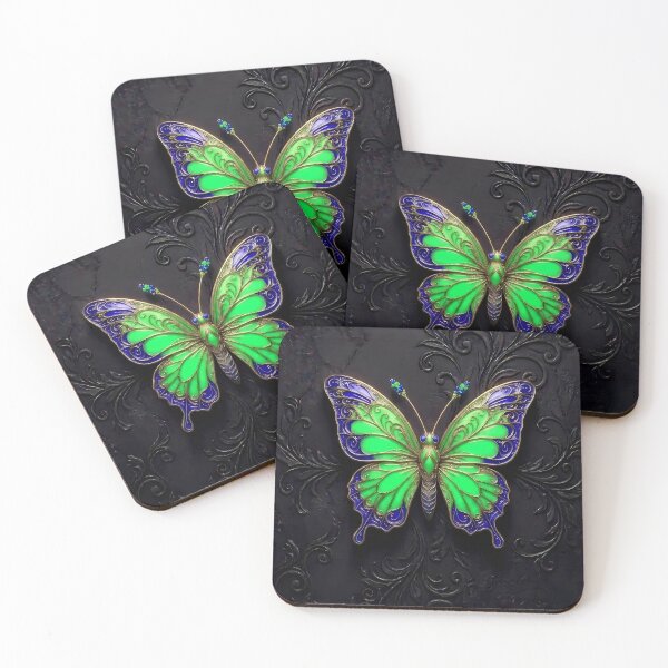 Item preview, Green and Sapphire Blue Gothic Butterfly 3D Jewel Design designed and sold by LuisWorks.