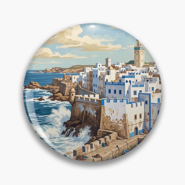 Item preview, Essaouira Morocco Vintage Travel Art – Medina Ramparts & Fishing Port designed and sold by Bomax121.
