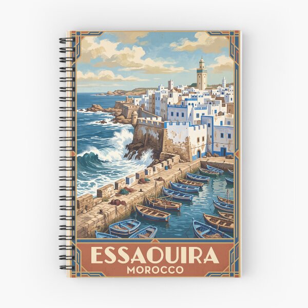 Item preview, Essaouira Morocco Vintage Travel Art – Medina Ramparts & Fishing Port designed and sold by Bomax121.