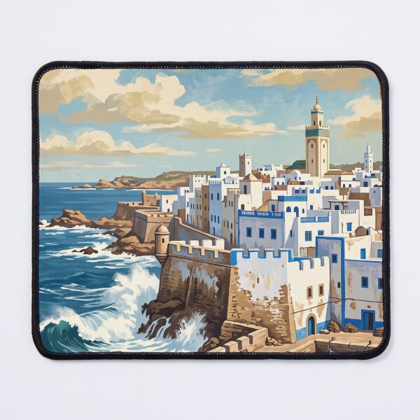 Item preview, Essaouira Morocco Vintage Travel Art – Medina Ramparts & Fishing Port designed and sold by Bomax121.