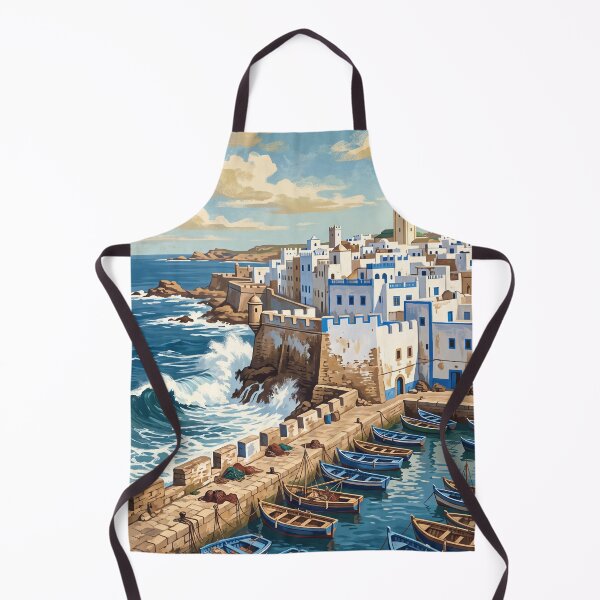 Item preview, Essaouira Morocco Vintage Travel Art – Medina Ramparts & Fishing Port designed and sold by Bomax121.