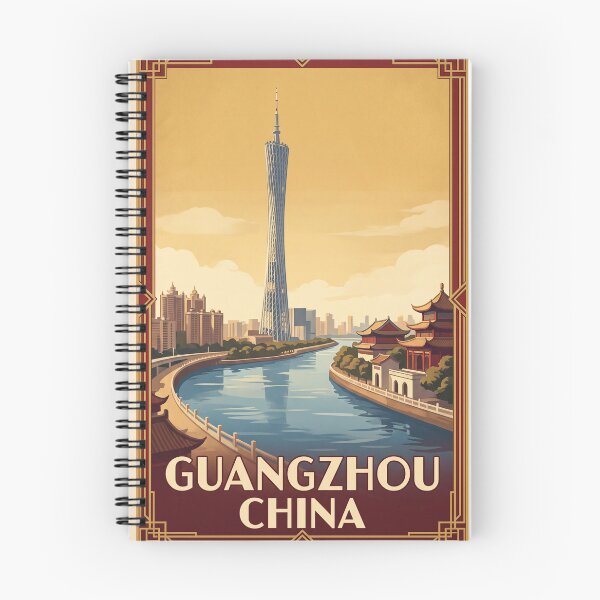 Item preview, Guangzhou China Vintage Travel Art – Canton Tower & Pearl River designed and sold by Bomax121.