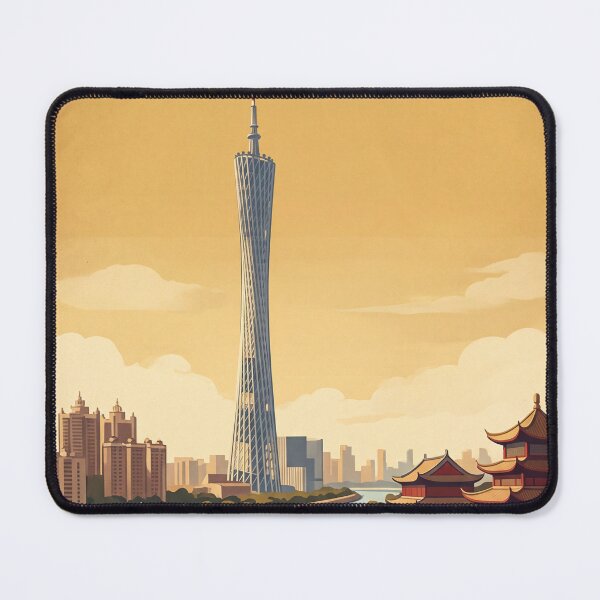 Item preview, Guangzhou China Vintage Travel Art – Canton Tower & Pearl River designed and sold by Bomax121.