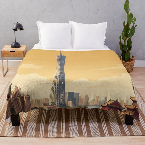 Item preview, Guangzhou China Vintage Travel Art – Canton Tower & Pearl River designed and sold by Bomax121.