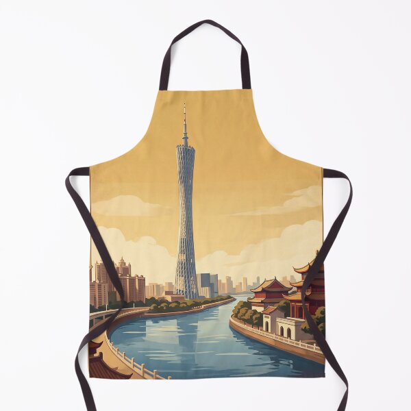 Item preview, Guangzhou China Vintage Travel Art – Canton Tower & Pearl River designed and sold by Bomax121.
