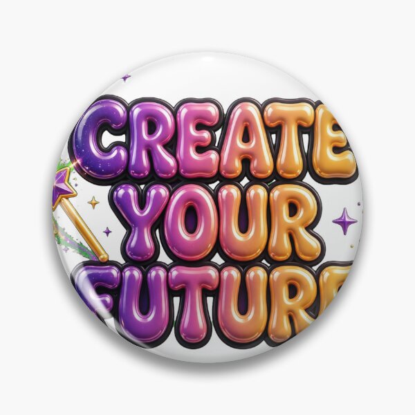 Item preview, Create Your Future Cosmic Purple Gold Magic Wand Lightbulb Retro Quote designed and sold by AuraVibesArts .
