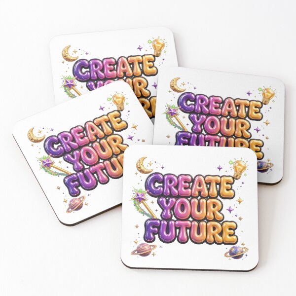 Item preview, Create Your Future Cosmic Purple Gold Magic Wand Lightbulb Retro Quote designed and sold by AuraVibesArts .