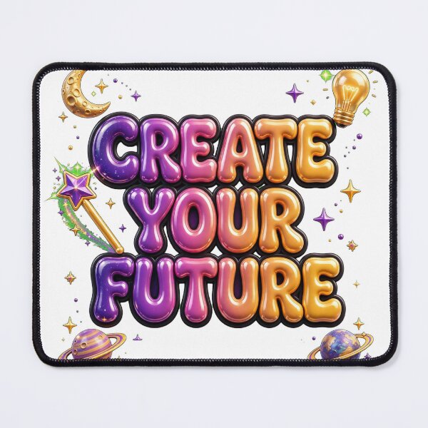 Item preview, Create Your Future Cosmic Purple Gold Magic Wand Lightbulb Retro Quote designed and sold by AuraVibesArts .