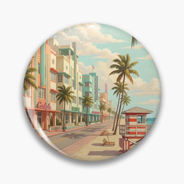 Item preview, Miami Florida Vintage Travel Art – South Beach, Ocean Drive & Art Deco designed and sold by Bomax121.