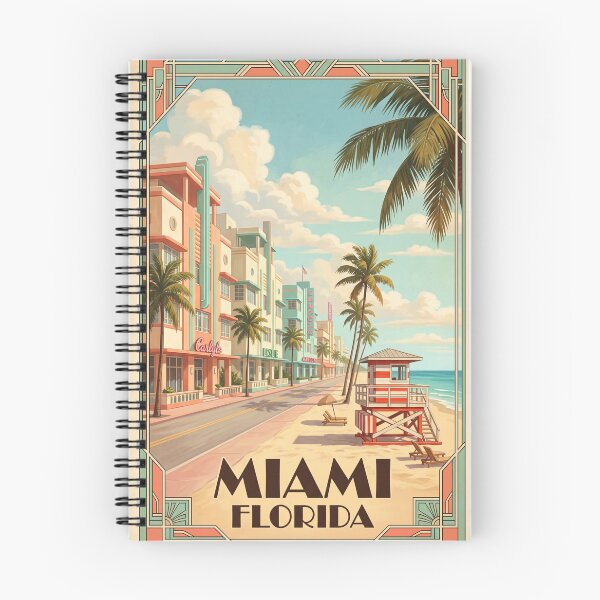 Item preview, Miami Florida Vintage Travel Art – South Beach, Ocean Drive & Art Deco designed and sold by Bomax121.